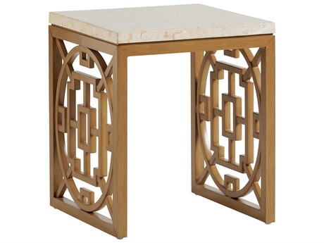 Tommy Bahama Outdoor Los Altos Valley View Aluminum Square Stone Top Accent Table