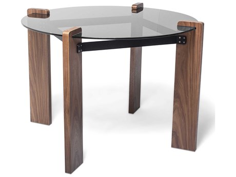 Tronk Design Davis Round Glass Walnut Dining Table