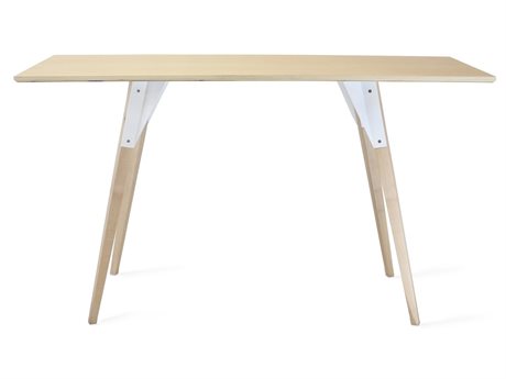 Tronk Design Clarke Collection White Beige Maple Wood Computer Desk