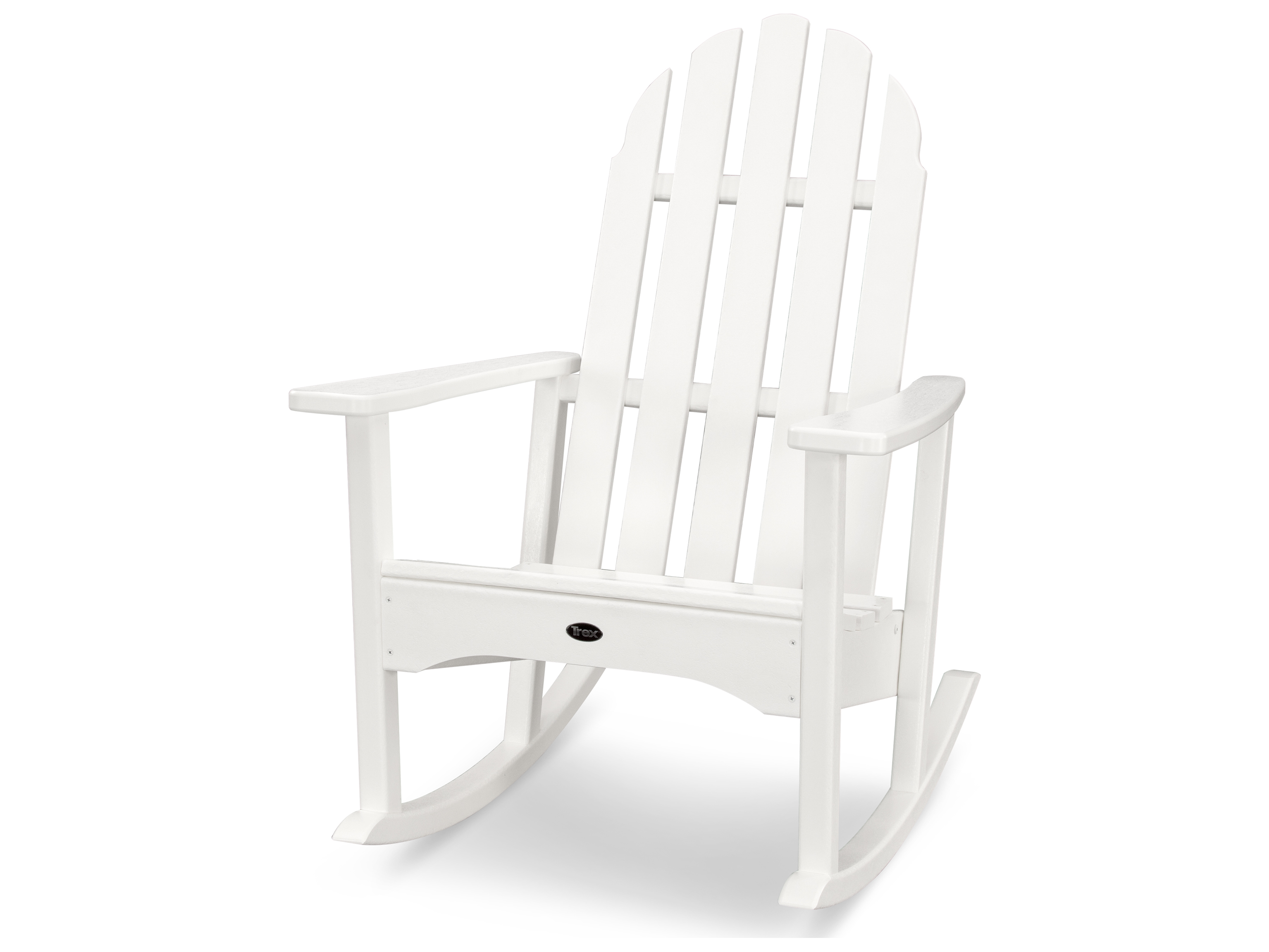 trex® outdoor furniture cape cod adirondack rocking chair in classic white
