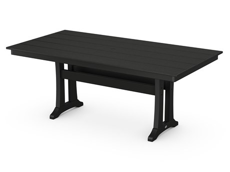 Trex® Outdoor Furniture™ Farmhouse Trestle Recycled Plastic 72''W x 37''D Rectangular Dining Table with Umbrella Hole