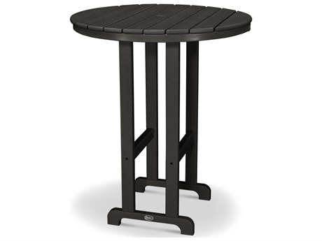 Trex® Outdoor Furniture™ Monterey Bay Recycled Plastic 35'' Wide Round Bar Table with Umbrella Hole