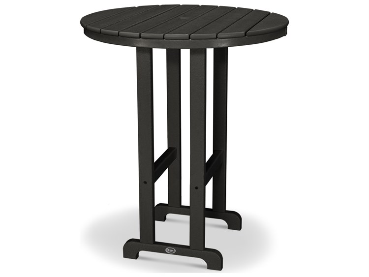 Trex® Outdoor Furniture™ Monterey Bay Recycled Plastic 35'' Round Bar Table with Umbrella Hole
