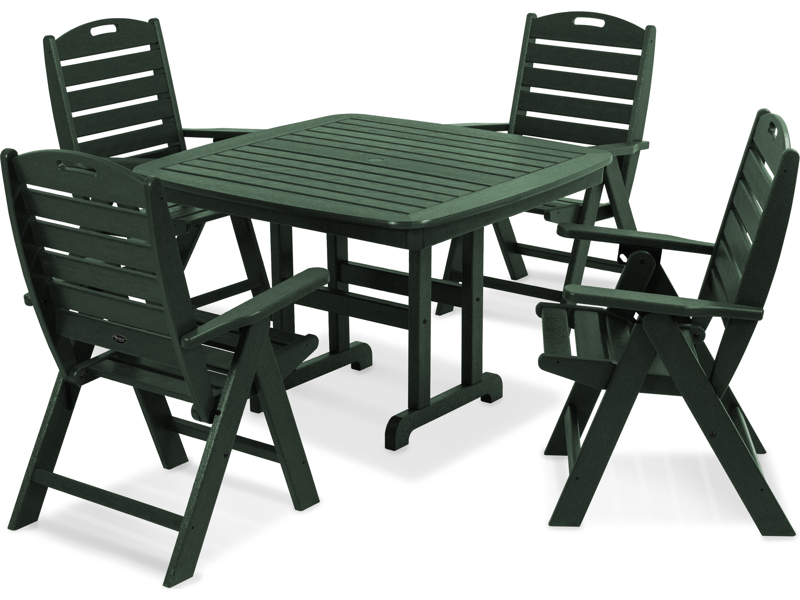 Trex Outdoor Furniture Yacht Club Highback 5 Piece Dining Set In Rainforest Canopy Trxtxs1041rc