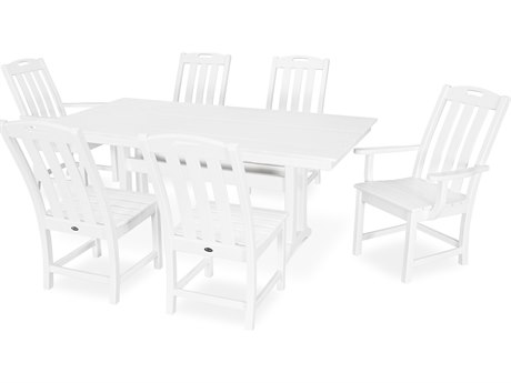 Trex Outdoor Furniture Yacht Club 7 Piece Farmhouse Dining Set In Classic White Txs462 1 Cw