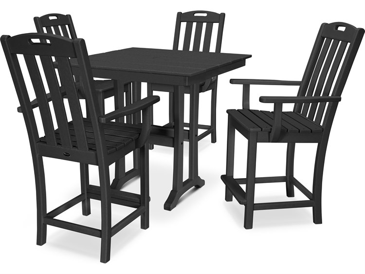 Trex Outdoor Furniture Yacht Club 5 Piece Farmhouse Counter Set In Charcoal Black Txs464 1 Cb