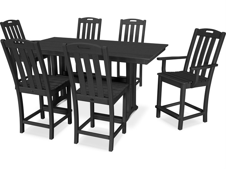 Trex® Outdoor Furniture™ Yacht Club Recycled Plastic 7 Piece Farmhouse Trestle Counter Set