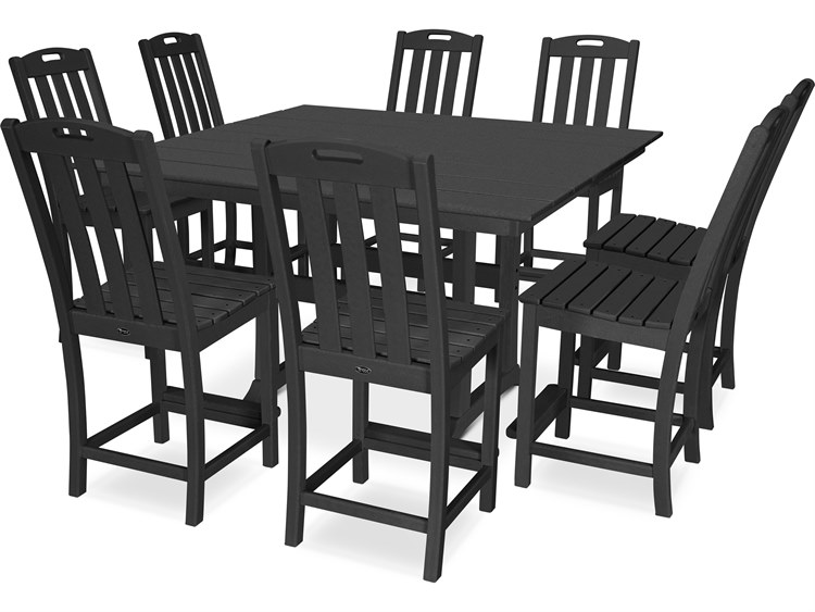 Trex® Outdoor Furniture™ Yacht Club Recycled Plastic 9 Piece Farmhouse Trestle Counter Set