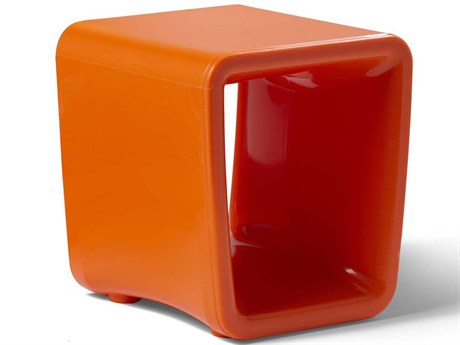 Tupelo Goods Loop Marine Grade Polyethylene Square End Table in Vintage Orange