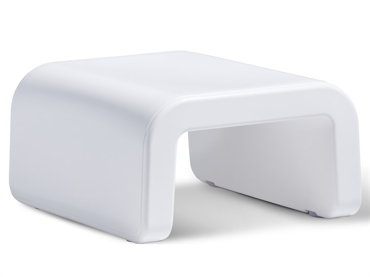 Tupelo Goods Line Marine Grade Polyethylene Ottoman in Highcloud White