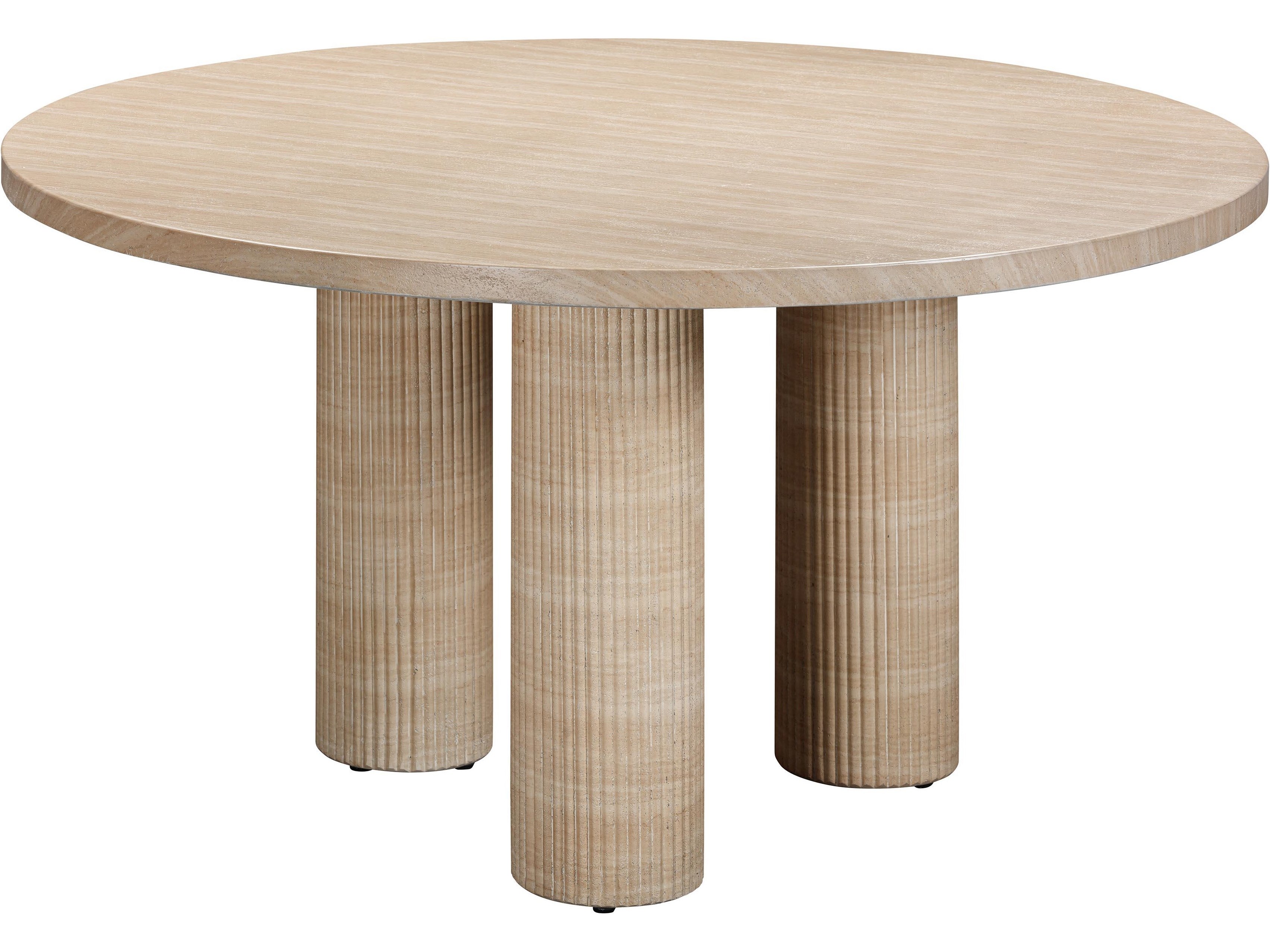 TOV Outdoor Patti Textured Faux Travertine 55" Round Dining Table