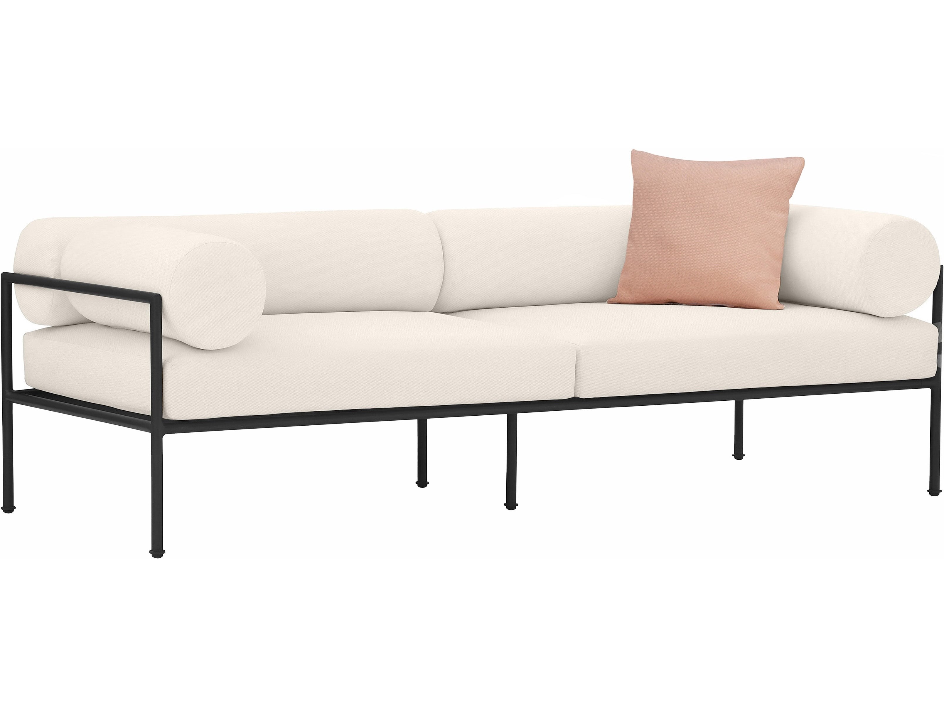 TOV Outdoor Vera 84" Cream Performance Fabric Outdoor Sofa