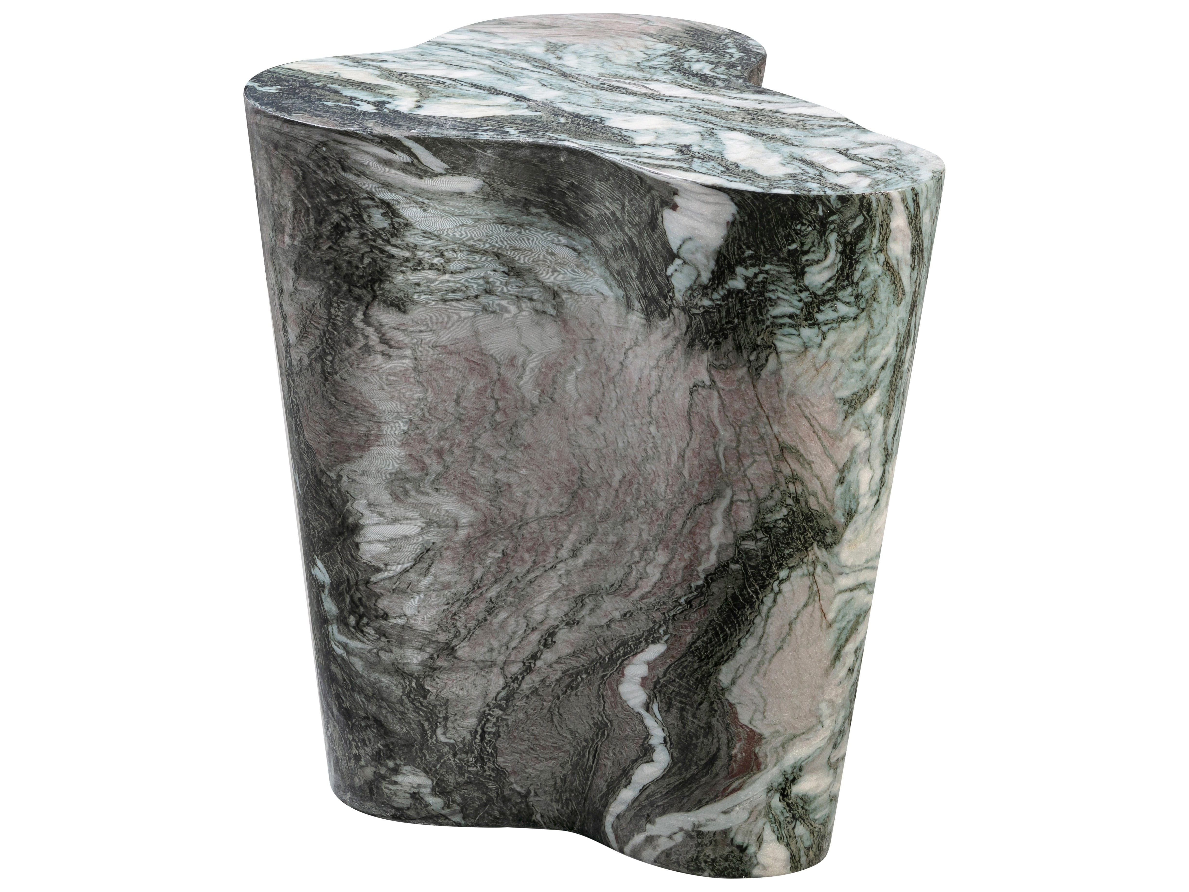 TOV Outdoor Slab Concrete Grey Marble 23" x 19" Side Table