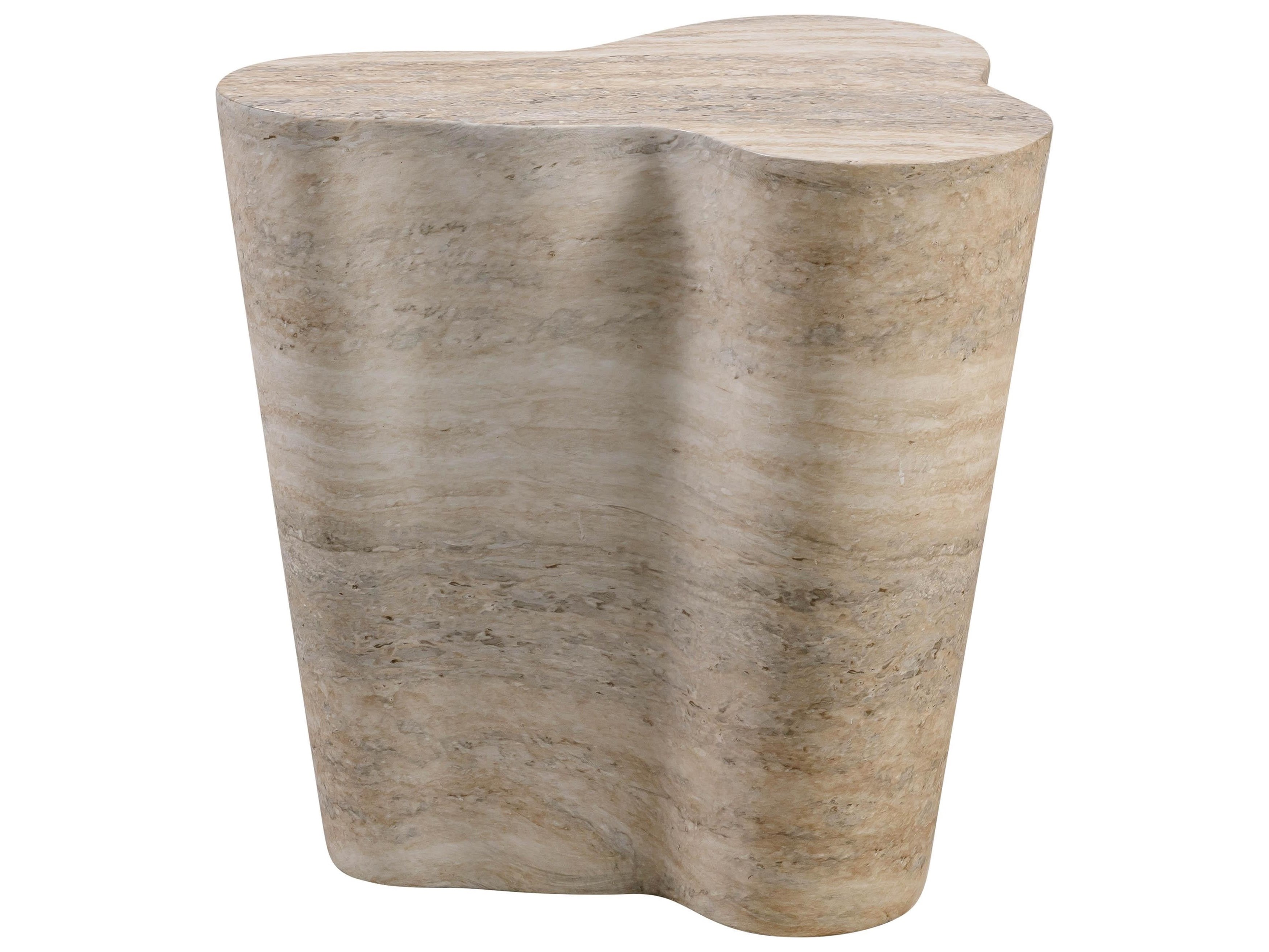 TOV Outdoor Slab Concrete Travertine 18" x 16" Side Table
