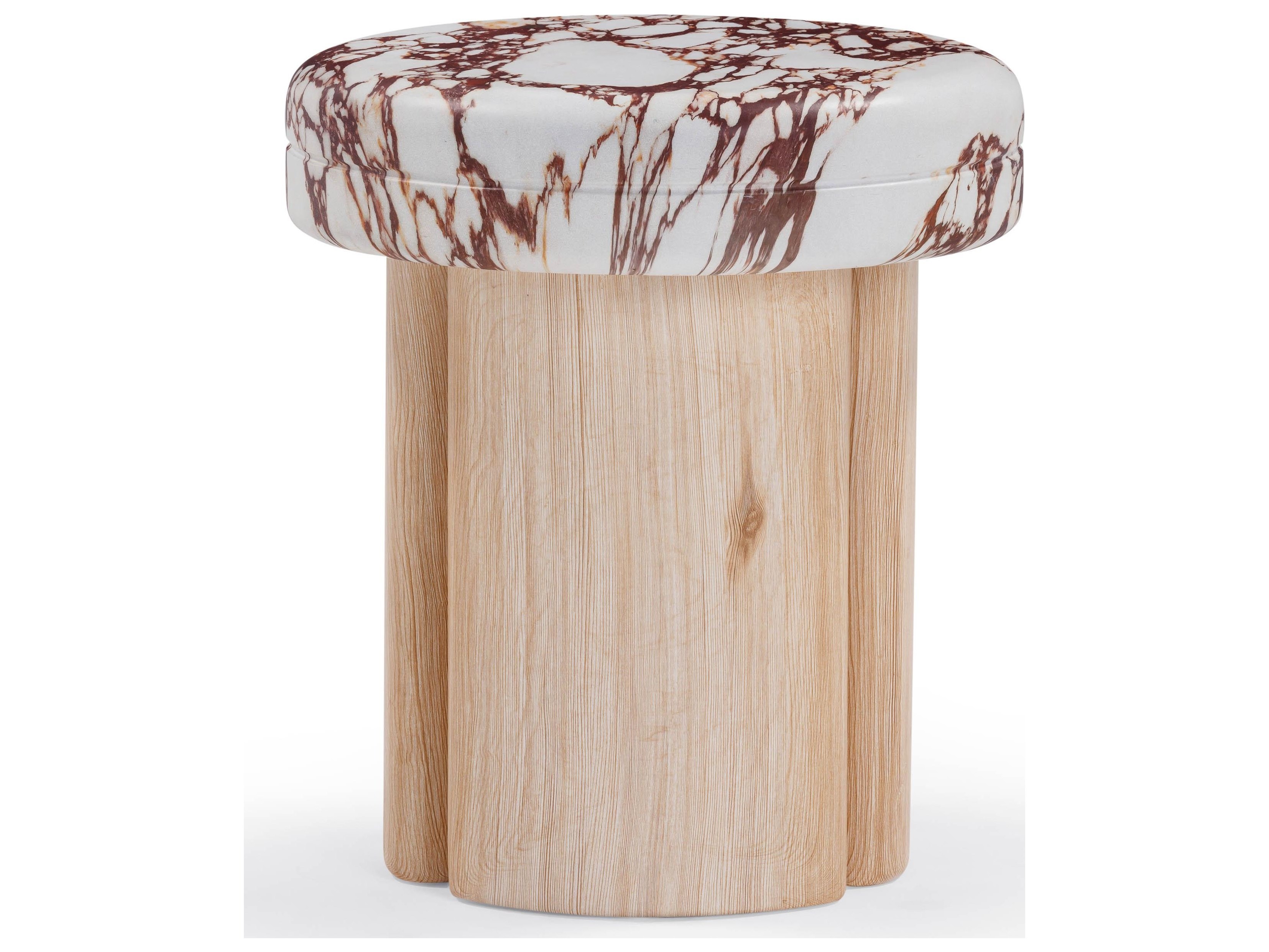 TOV Outdooe Sheila Textured Concrete Natural 17" Round Side Table