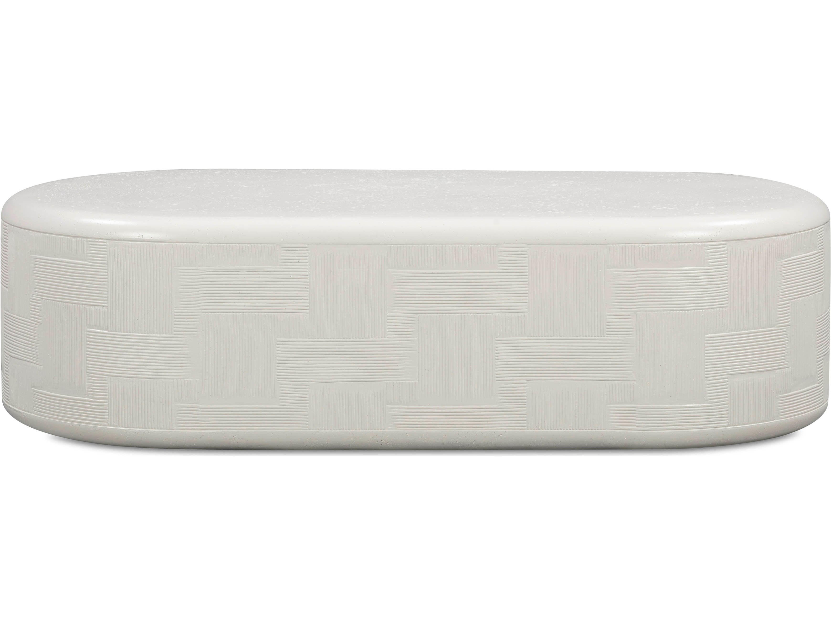 TOV Outdoor Suraya Concrete Ivory 55" Rounded Coffee Table