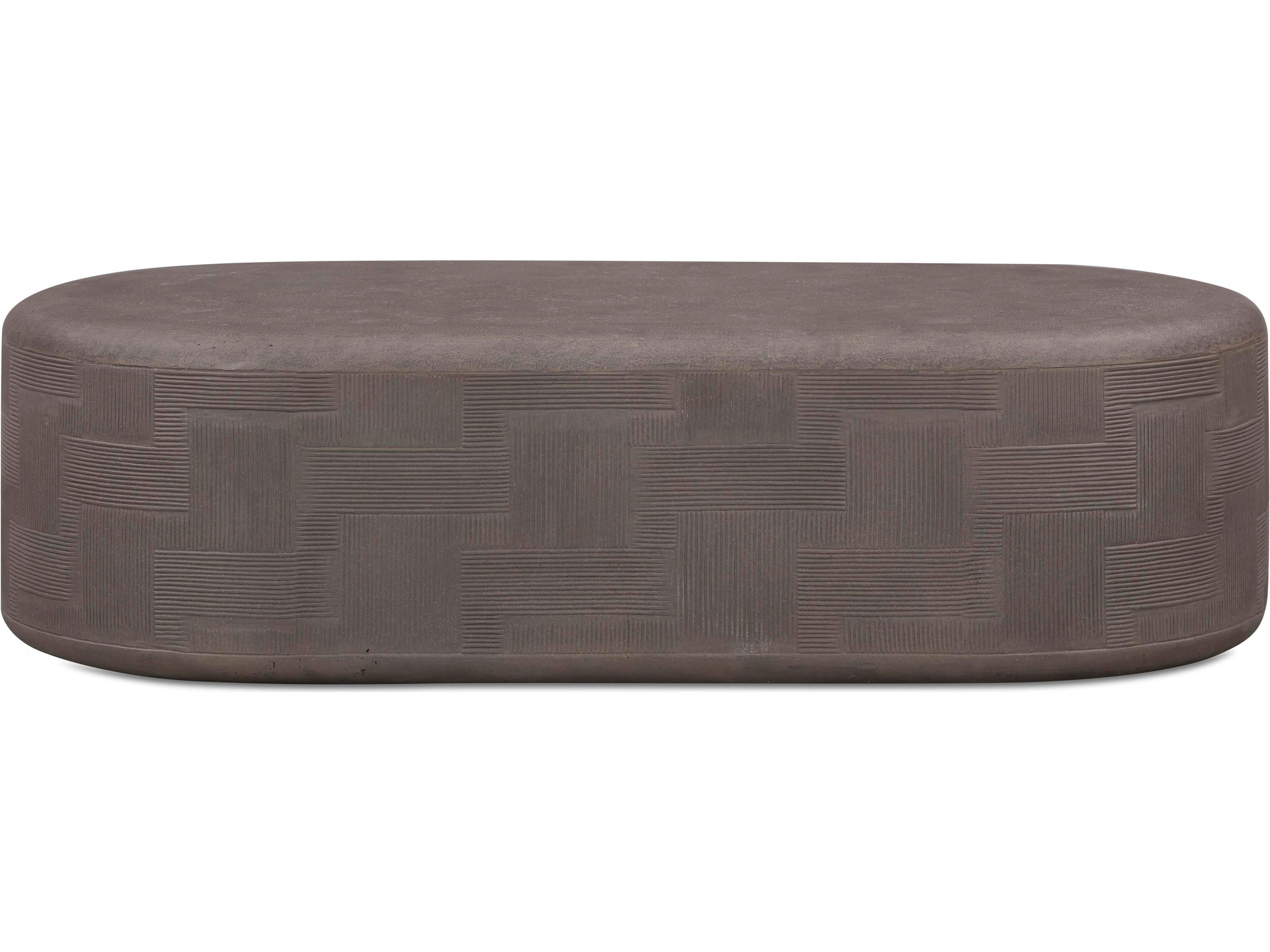TOV Outdoor Suraya Dark Umber Concrete 55" Rounded Coffee Table