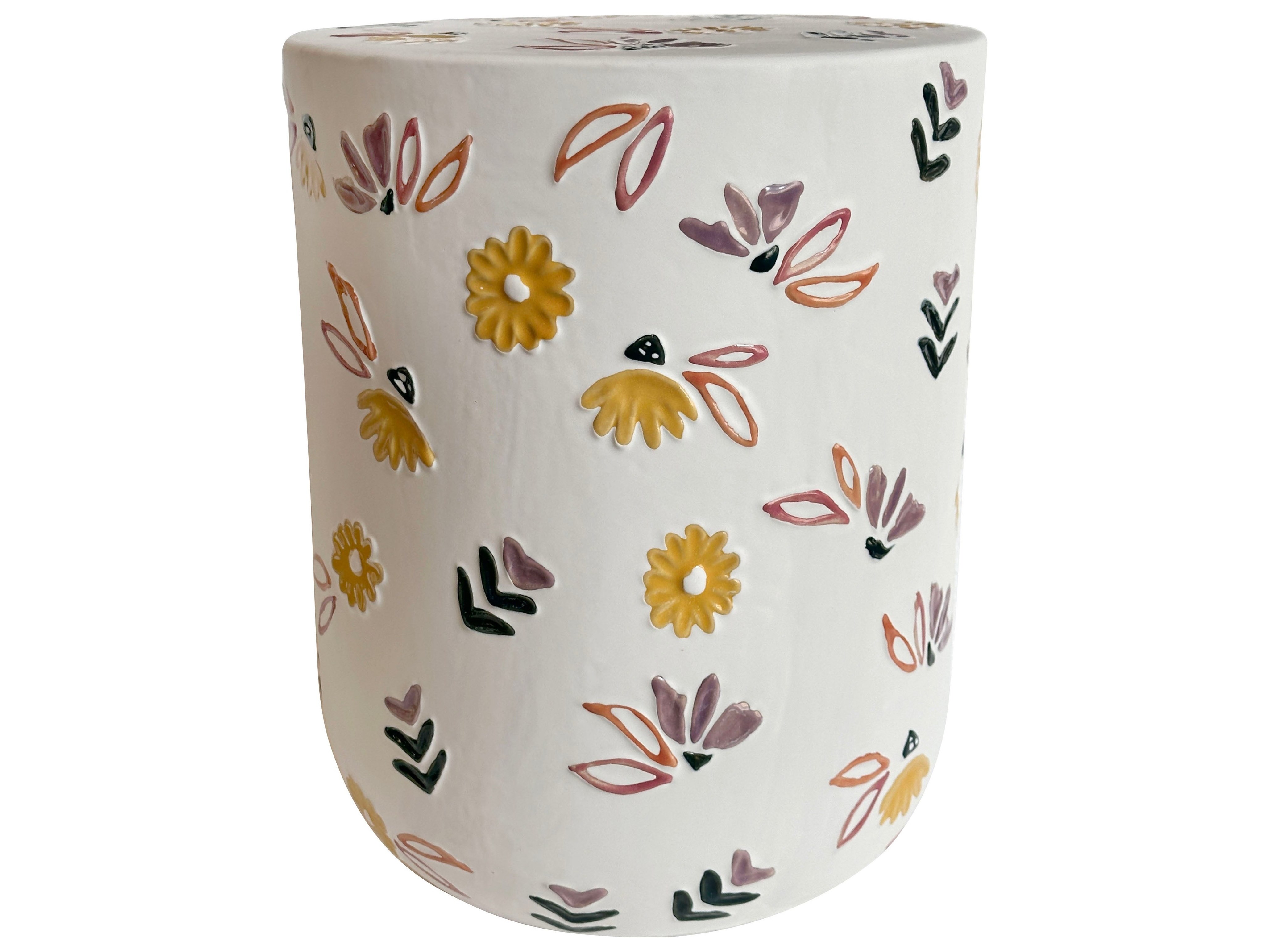 TOV Outdoor Ceramic Hand-Painted Floral Indoor/Outdoor Table