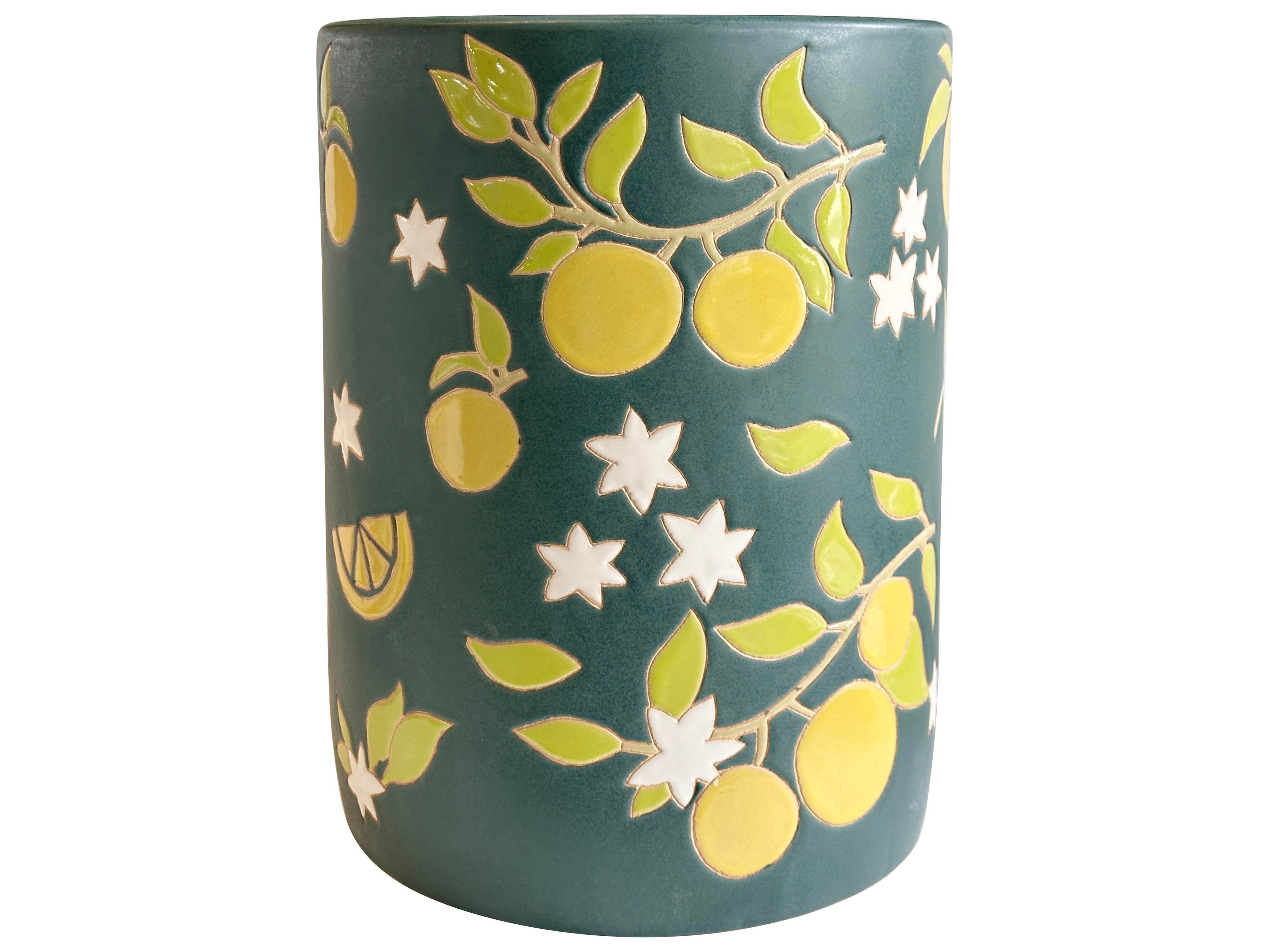 Tempest Lemon Citrus Round Outdoor Side Table