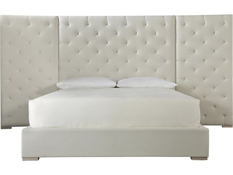 Universal Furniture Modern Brando Quartz White Upholstered King Platform Bed with Wall Panel