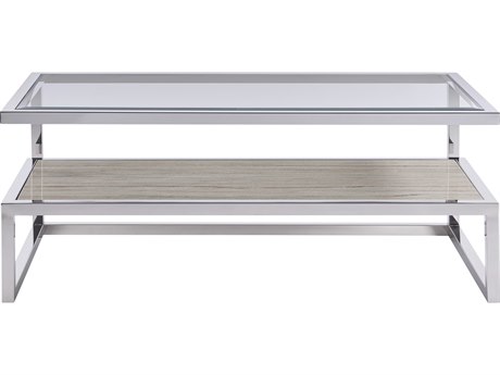 Universal Furniture Paradox Rectangular Glass Polished Stainless Steel Cocktail Table