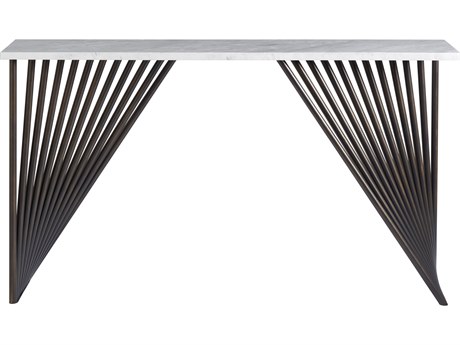 Universal Furniture Nina Magon Marcel Rectangular Stone Bronze Metal Console Table