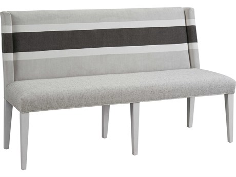 Universal Furniture Modern Farmhouse Coconut Metal Picket Fence Gray Upholstered Accent Bench