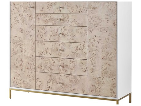 Universal Furniture Tranquility 6-Drawers Mappa Burl White Accent Chest