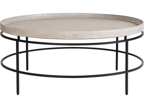 Universal Furniture Coalesce Tray Top Round Wood Rolling Fog Cocktail Table