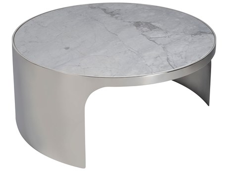 Universal Furniture Modern Grey Carrea top/ Polished Nickel base Revolve Large Nesting Table