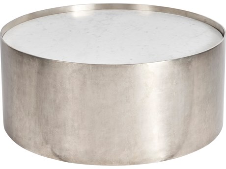 Universal Furniture Modern White Banswara/Antique Nickel 38" Aspen Cocktail Table