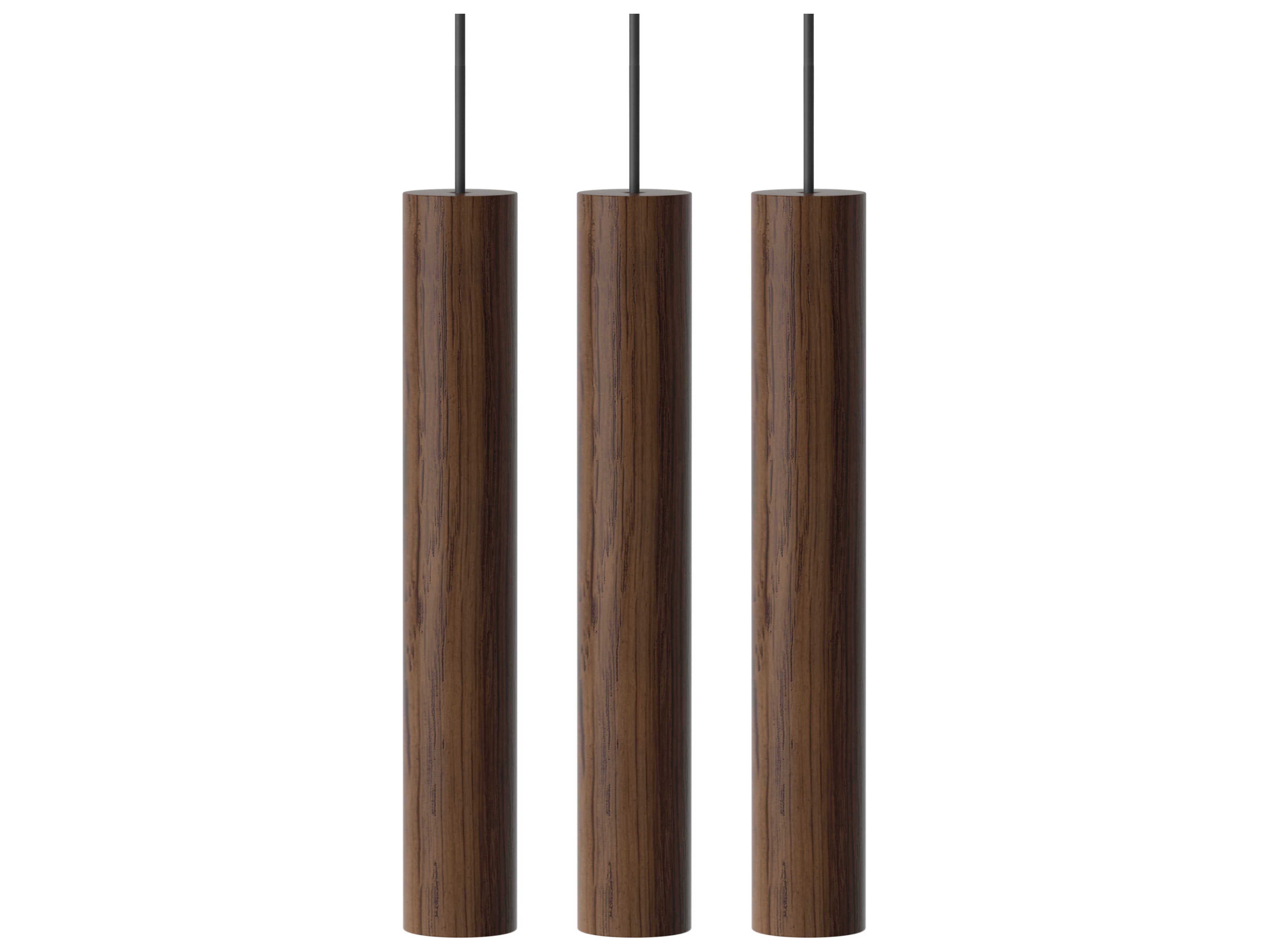 Chimes 3-Light Dark Oak Brown Cylinder Island Pendant