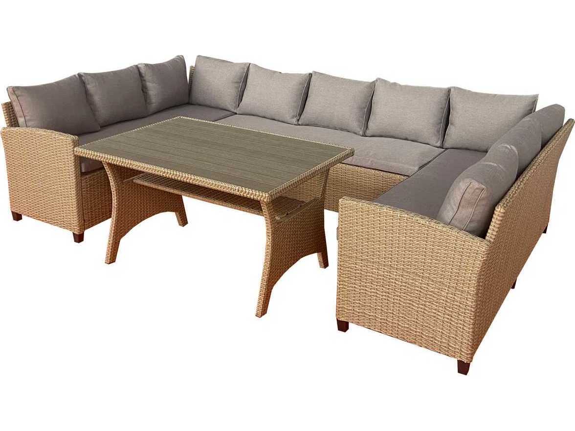 een vergoeding grot variabel Unique Outdoor Furniture Ventura Natural Nine-Seat Lounge Sofa Set | UNOVN9