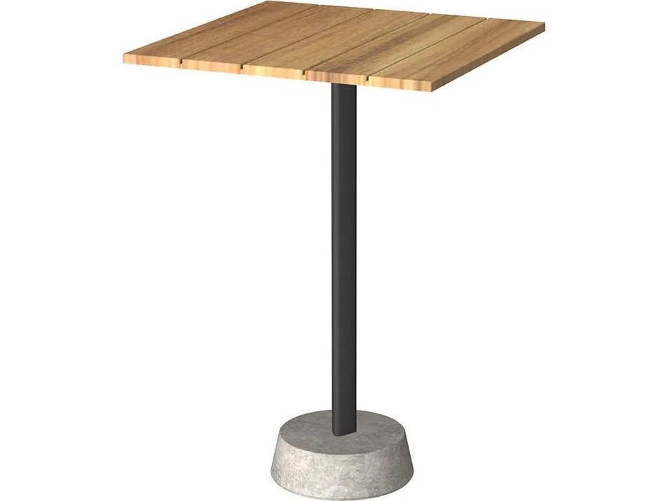 Unopiu Petre Concrete 28" Square Bar Table with Teak Top