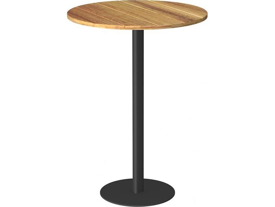 Unopiu Petre Steel 31" Square Bar Table with Teak Top