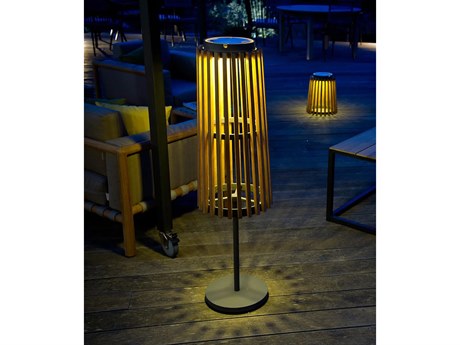 UnoPiu Solare Standing Lamp in Teak and Graphite Aluminum
