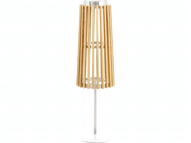 UnoPiu Solare Standing Lamp in Teak and Stainless Steel