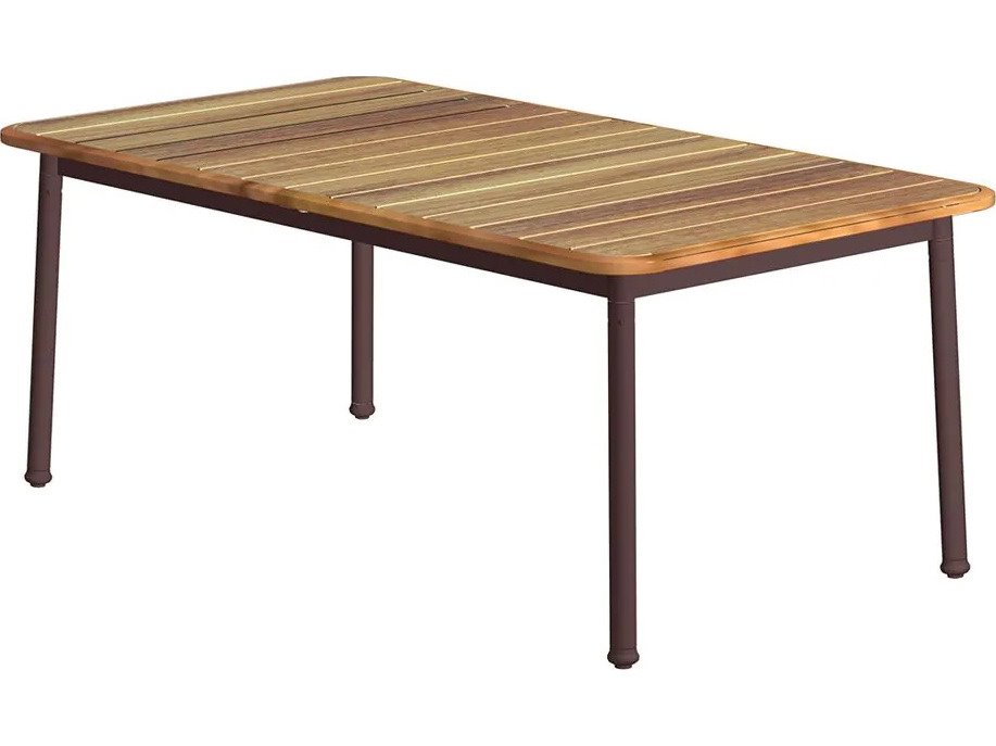 Unopiu Versilia Aluminum 70-94" x 39" Rectangular Extendable Dining Table with Teak Top in Chocolate