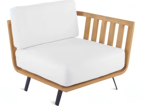 UnoPiu Welcome Teak Left Module Lounge Chair with Cushions
