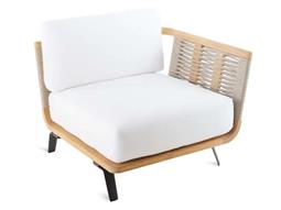 UnoPiu Welcome Teak Cord Left Module Lounge Chair with Cushions