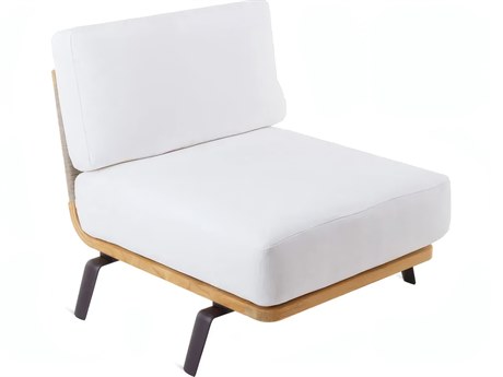 UnoPiu Welcome Teak Cord Backrest Module Lounge Chair with Cushions