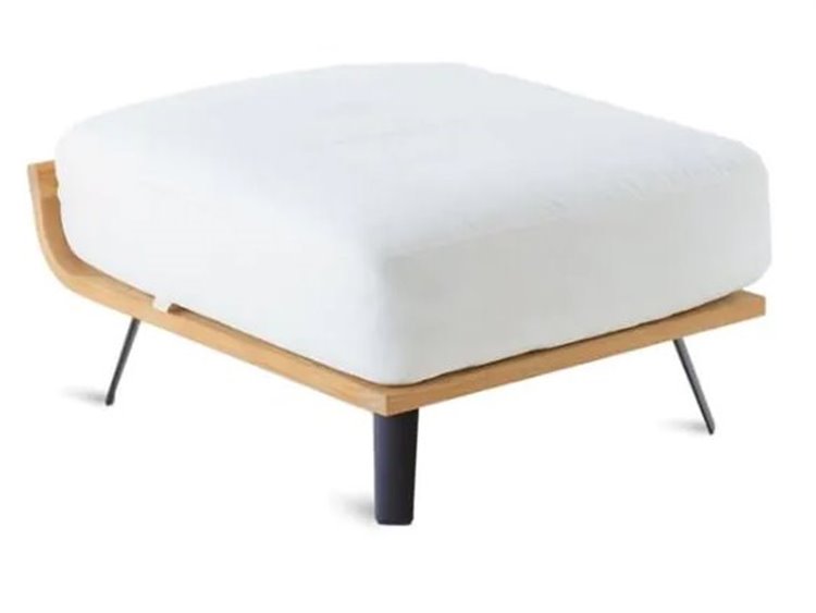 UnoPiu Welcome Teak Cord Pouf with Seat Cushion