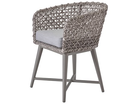 Coastal Living Outdoor Quick Ship Fog Aluminum / Soft Gray Wicker Steel Cushion Dining Chair