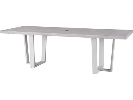 Coastal Living Outdoor Quick Ship South Beach Chalk Aluminum Rectangular Dining Table with Umbrella Hole