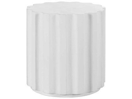 Coastal Living Outdoor Quick Ship Abaco White Concrete Round End Table