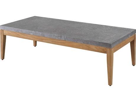 Coastal Living Outdoor Quick Ship Chesapeake Light Gray / Natural Teak Rectangular Coffee Table
