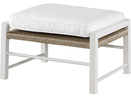 Coastal Living Outdoor Quick Ship Tybee Chalk Aluminum Steel Wicker Cushion Ottoman
