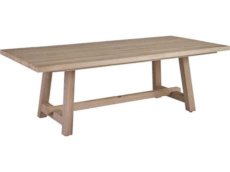 Coastal Living Outdoor Saratoga Wood Rectangular Umbrella Hole Dining Table
