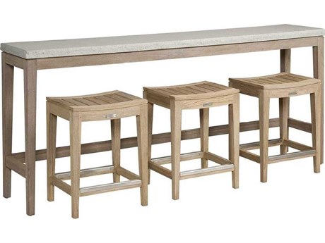 Coastal Living Outdoor Saratoga Concrete Rectangular Console Table With 3 Counter Stools Set