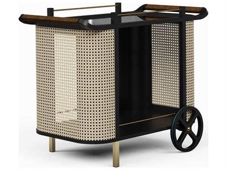 Urbia Modern Brazilian Dinda Black Natural Bar Cart